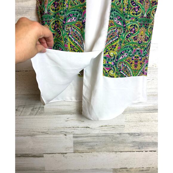 Dalia Collection Women’s Small Green White Sleeveless Lightweight Boho Blouse - Picture 3 of 6